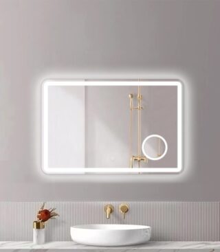 Espejo con Luz LED y Espejo Aumento Rectangular 90x60 cm