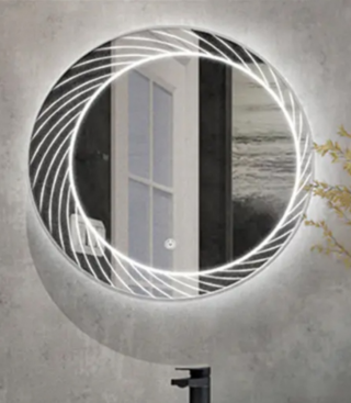 Espejo con Luz LED Redondo con Lineas Curvas de 60x60 cm