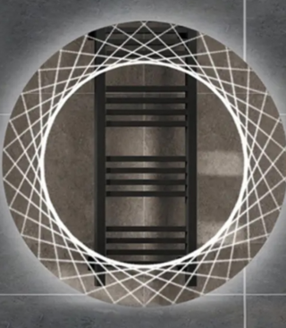 Espejo con Luz LED Redondo con Lineas Cruzadas de 60x60 cm